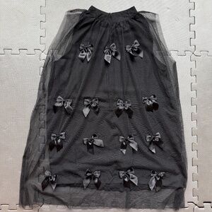 MUMU HOME Black Tulle Overlay Bow Dress